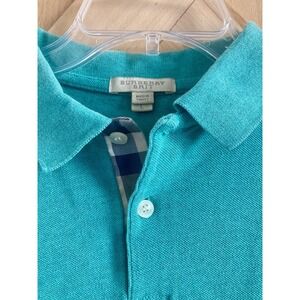 Burberry Brit Classic Fit Polo Shirt Green Men's Large Nova Check Accents Preppy